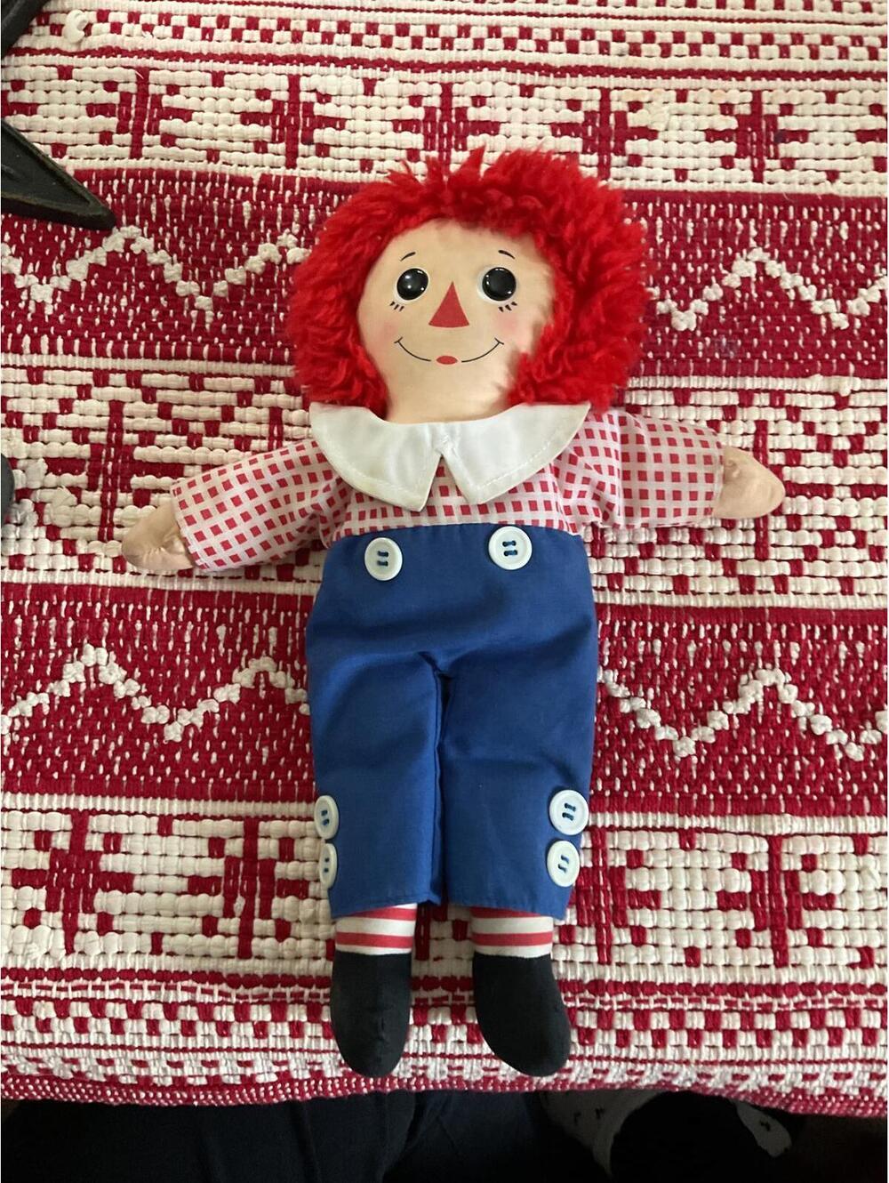 Vintage  Hasbro Softies Raggedy Andy Doll with Red Yarn Hair 1980's - Picture 2 of 9